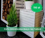 Pufa drewniana na taras biała POWYSTAWOWA