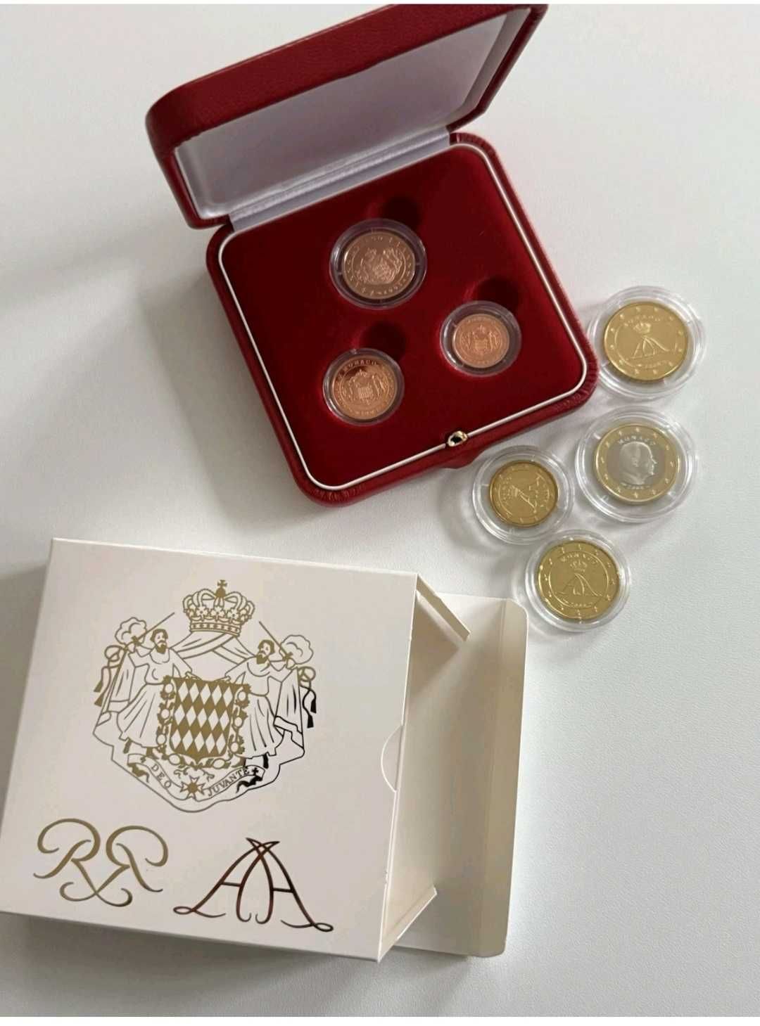 7 Moedas Proof de 1 Cent a 1 Euro Mónaco, 2005 e 2006