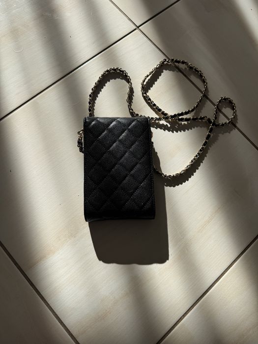 Розкішна сумочка для телефону Chanel жіноча чорна Шанель