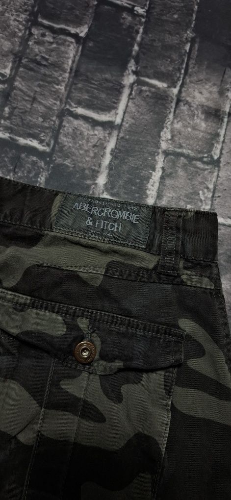 Abercrombie&Fitch spodenki męskie, szorty cargo bojówki militarne moro