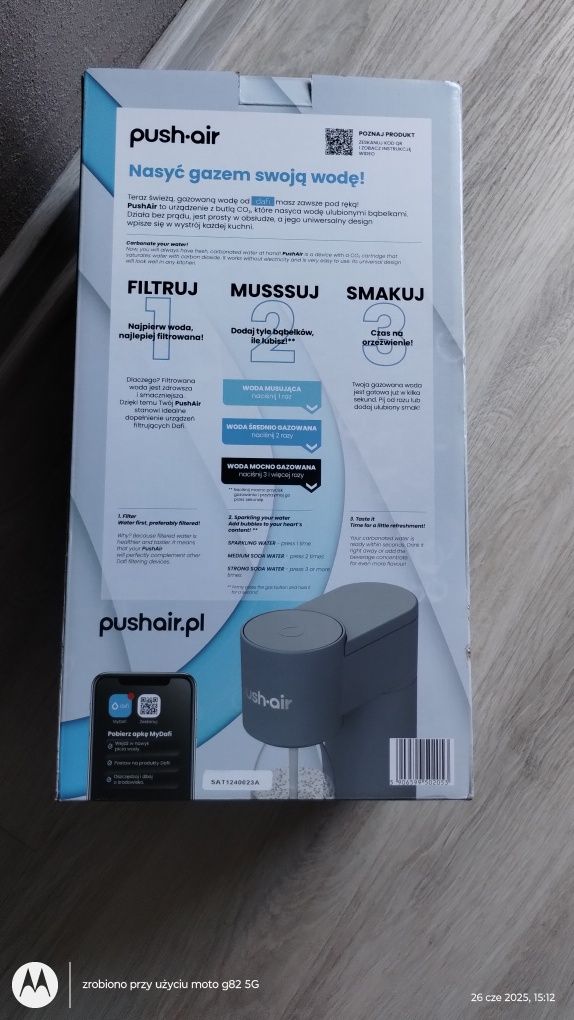 Saturator Dafi PushAir , nabój z gazem plus butelka poj.700ml