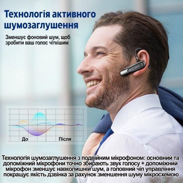 Блютуз Гарнітура  New Bee LC-B45 Black Bluetooth гарнітура