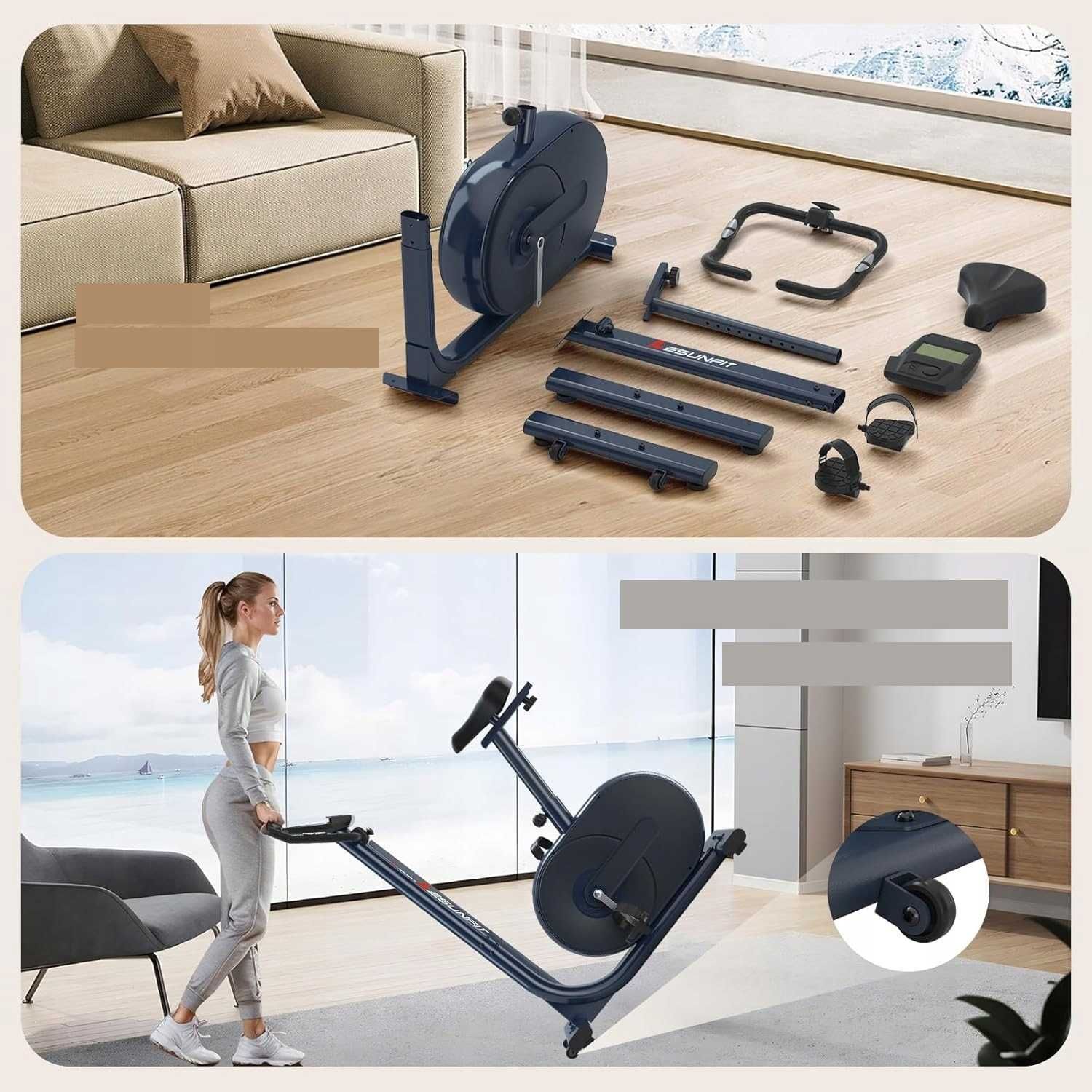 Ergometr cichy rower treningowy 24 duży monitor waga użytkownika 150kg
