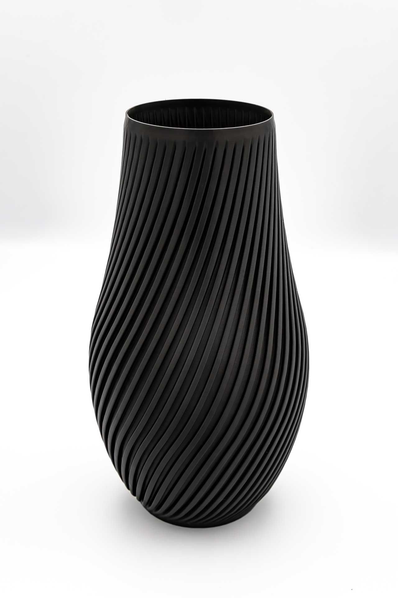 Wazon na suche kwiaty, czarny matowy, nietłukący - druk 3d
