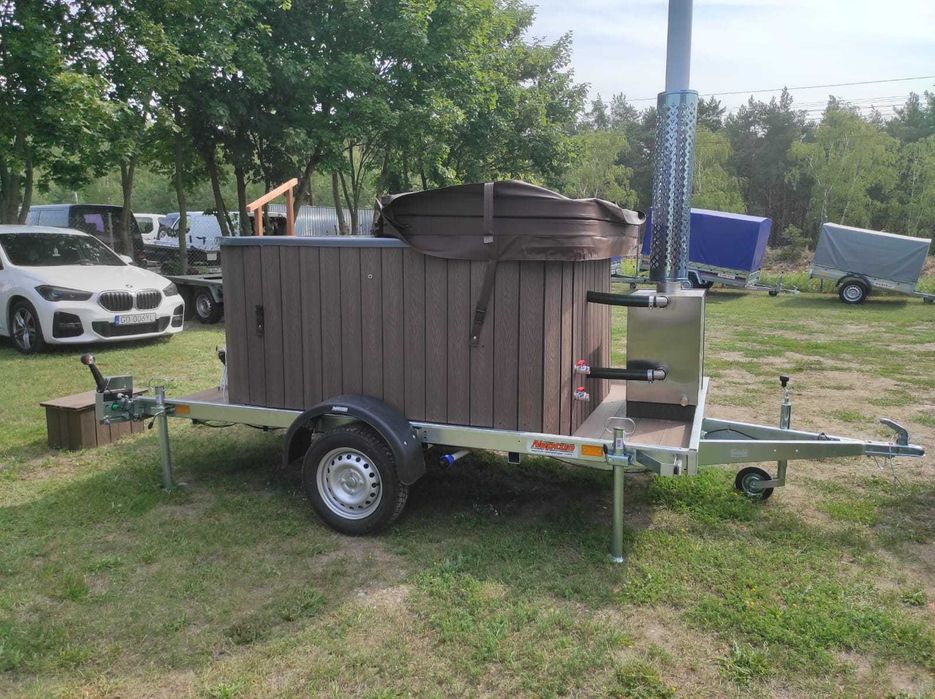 Mobilne spa bania balia jacuzzi brąz hot tub opalane drewnem prostokąt