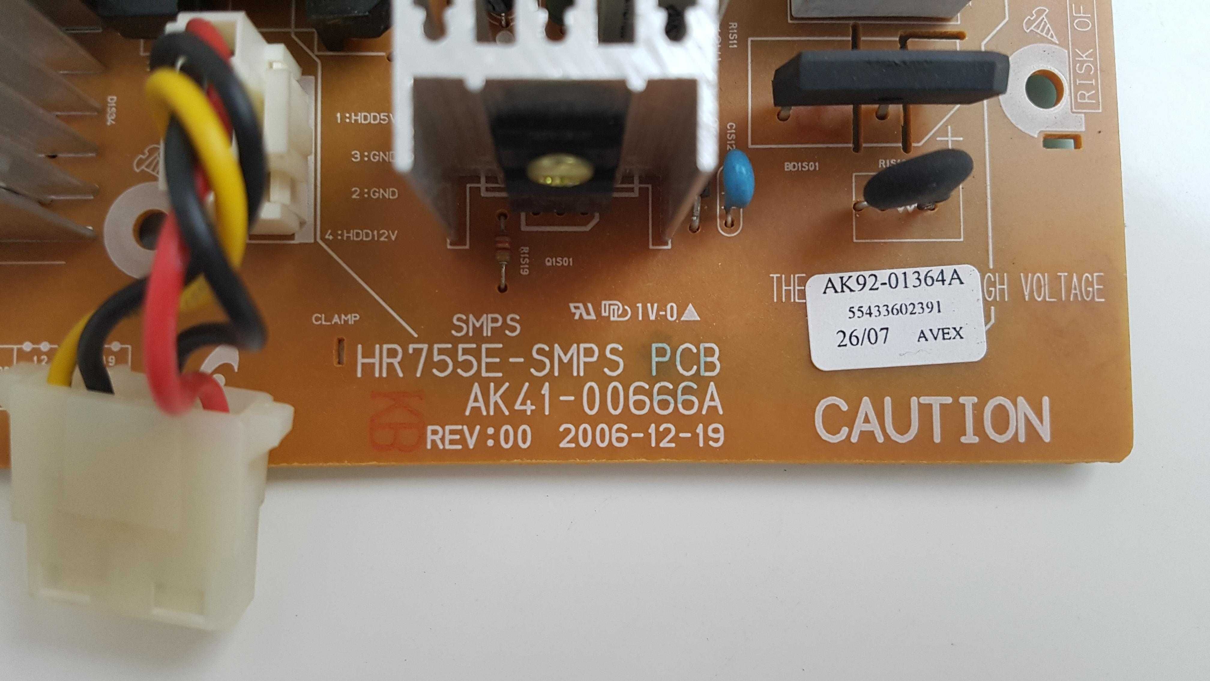 Samsung DVD-HR753 HR755 kino domowe PCB układ zasilania zasilanie