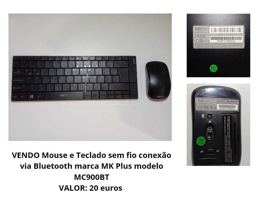 Rato e Teclado SEM FIO, conexão via Bluetooth MK Plus MC900BT