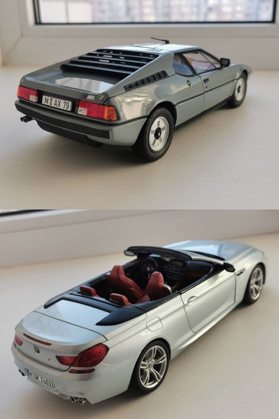 Модель 1:18 Norev BMW M1 Light grey/Paragon BMW M6 Cabrio Silverstone