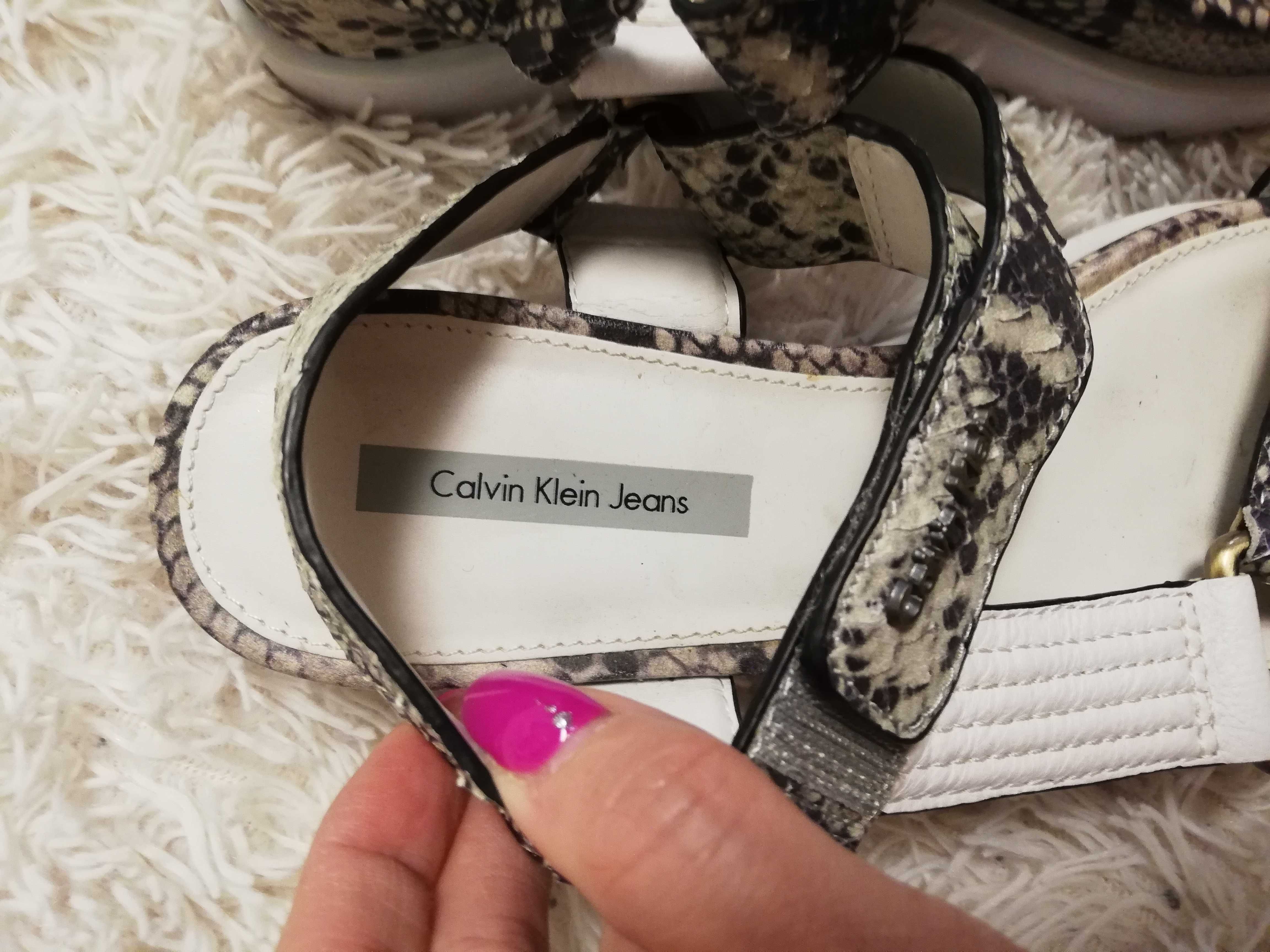 sandały Calvin Klein skórzane 39 skórzane sandały Calvin Klein 39