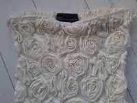 Sukienka Zara S/M mini róże kwiaty 3 D ecru