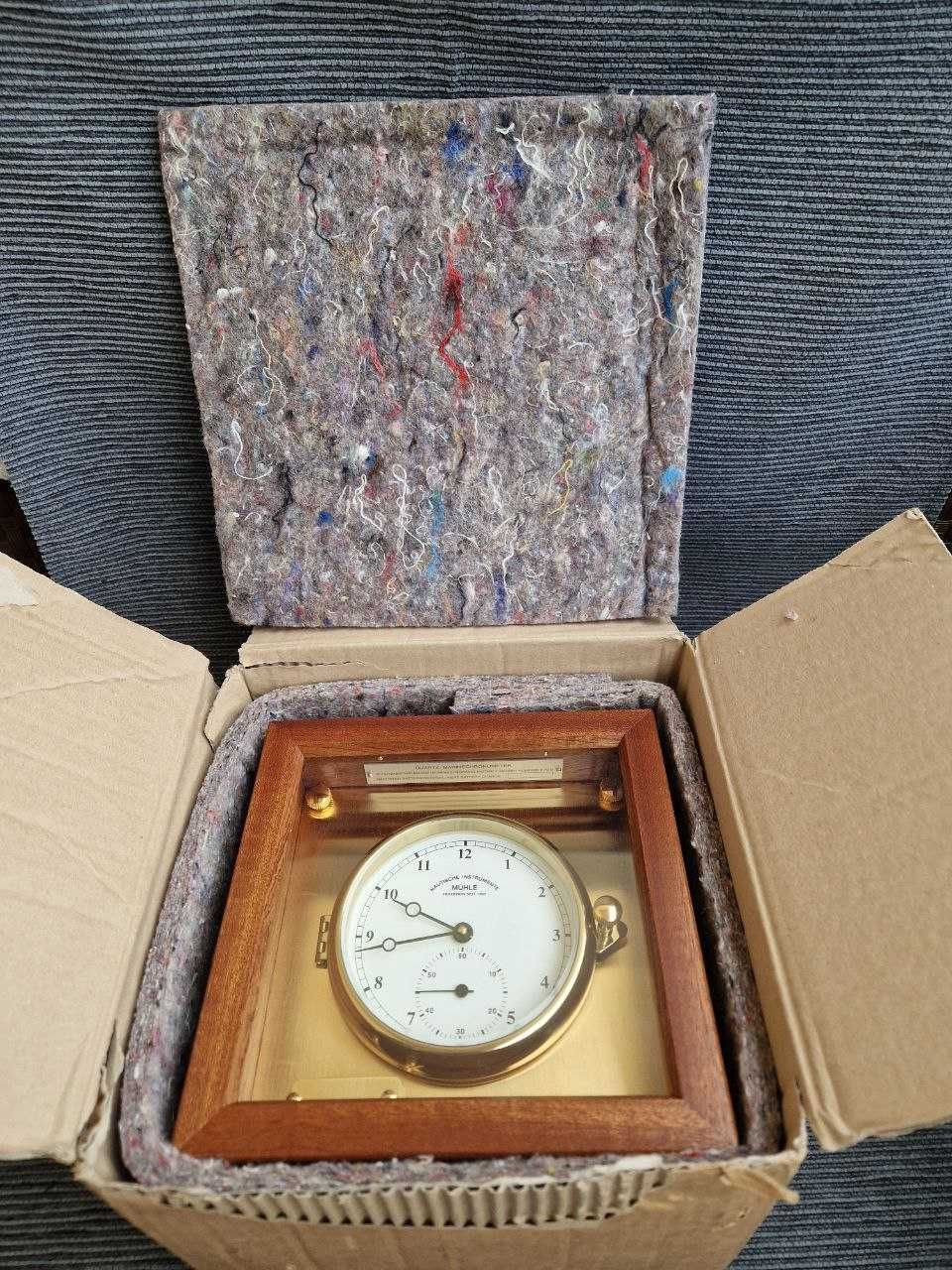 Zegar okrętowy morski chronometr Mühle-Glashütte. Stan fabryczny.