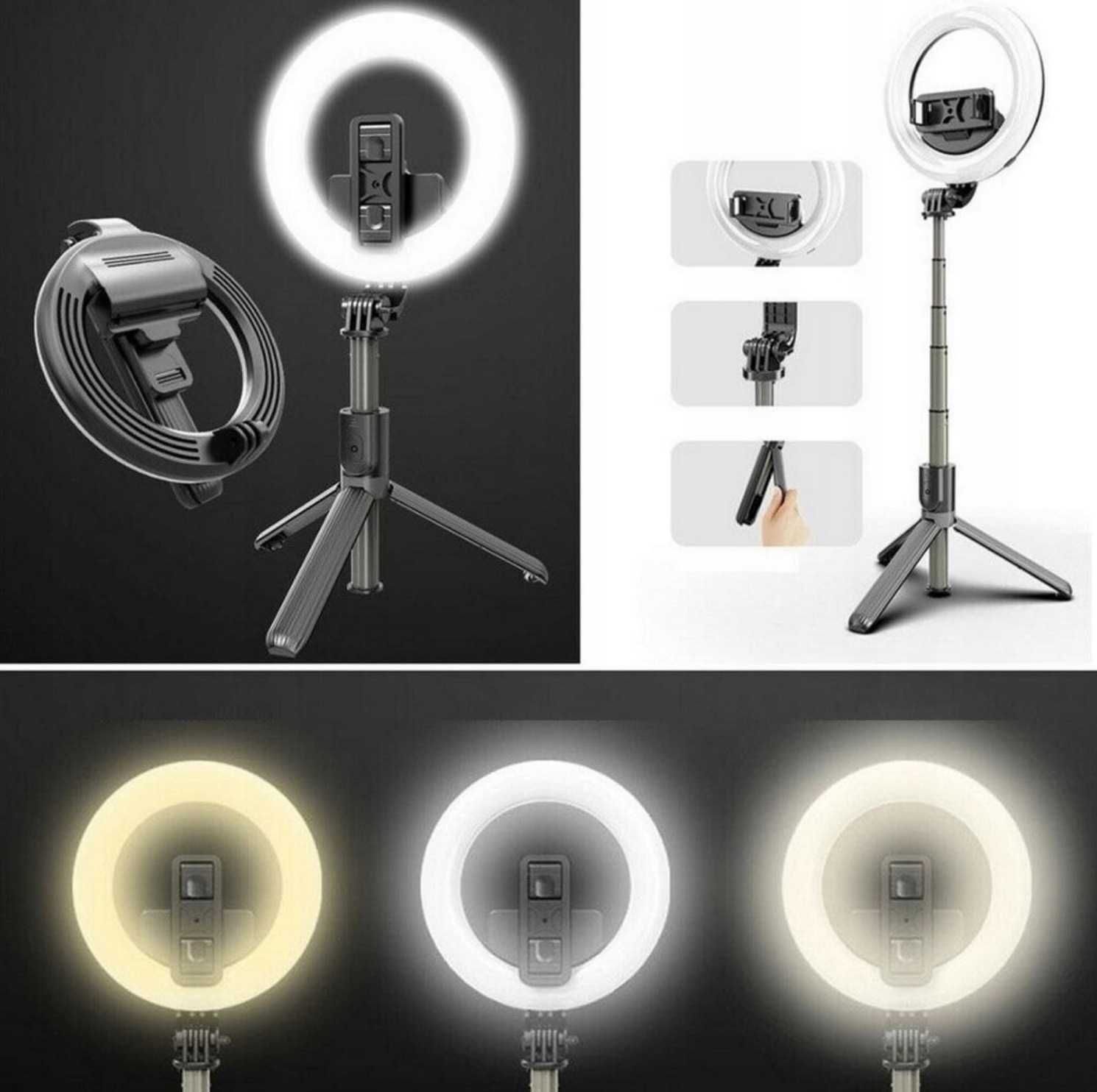 Lampa pierścieniowa selfie stick LED tripod statyw