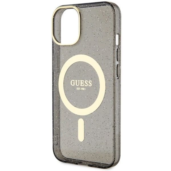 Etui Guess Glitter Gold MagSafe do iPhone 14/15/13 6.1" - Czarny