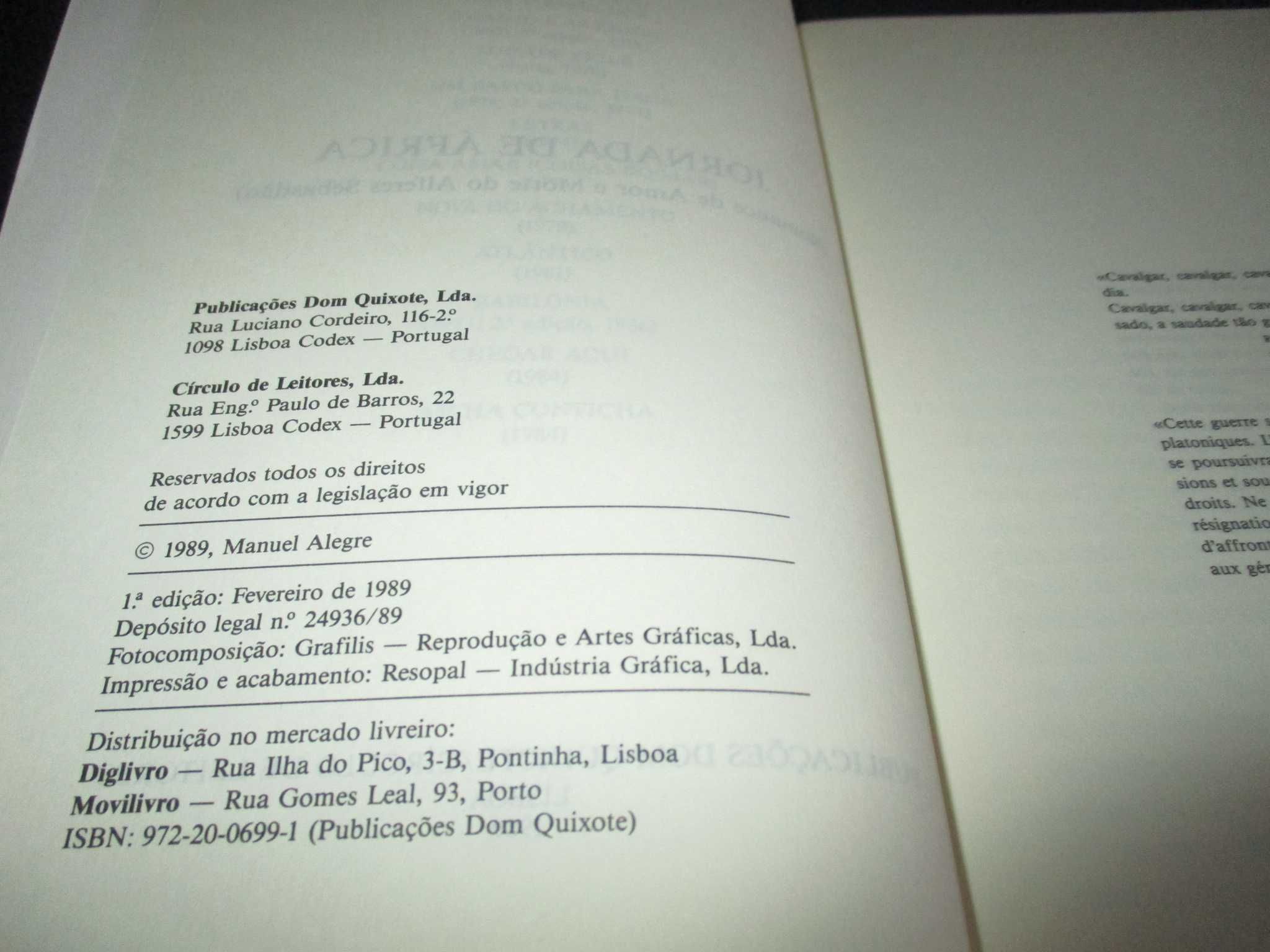 Livro Jornada de África de Manuel Alegre 1ª edição