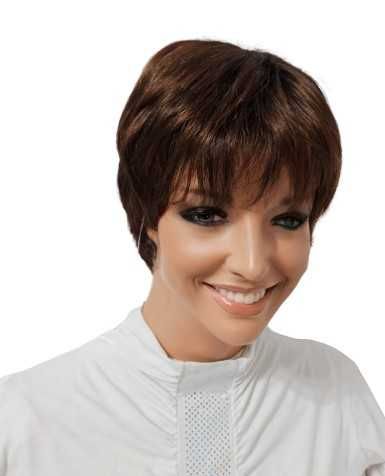 krótka peruka z grzywką-Lucy-  brąz mix -Nessaja wigs shop