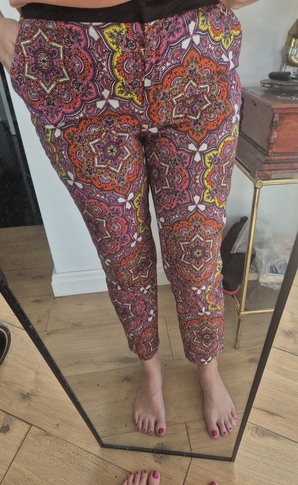 Spodnie proste kolorowe boho oldschool vintage pants do pracy na codzi