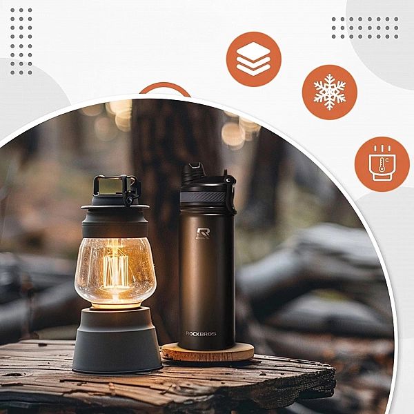 Bidon termiczny Rockbros rowerowy na napoje 620 ml - czarny