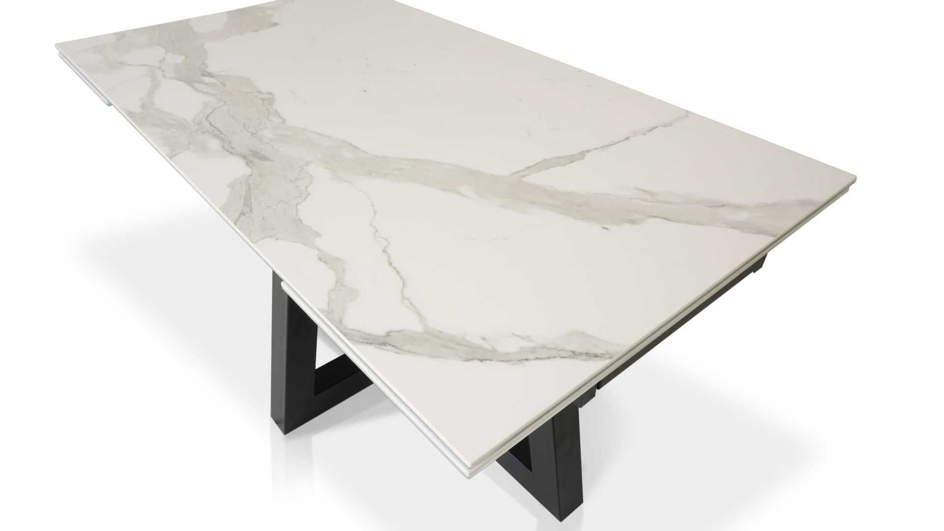 Stół Ikon spiek Statuario Venato mat 180 cm x 90 cm + 2 x 40 cm
