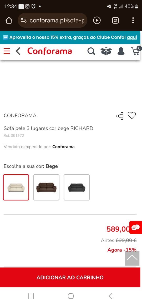 Sofás como novos em pele