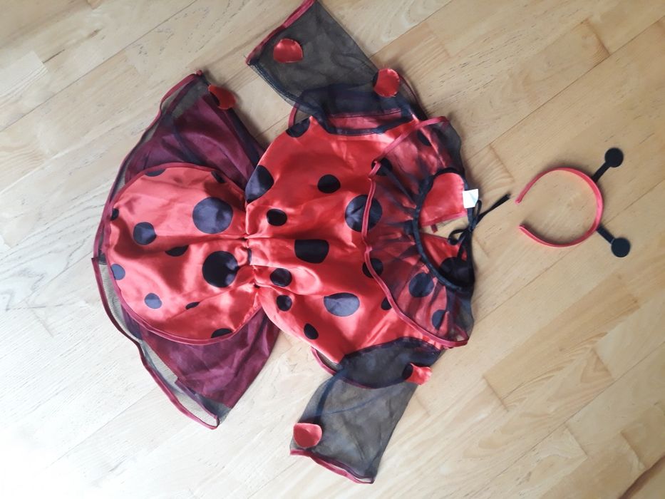 Sukienka karnawałowa, przebranie biedronki rozm. 110-116