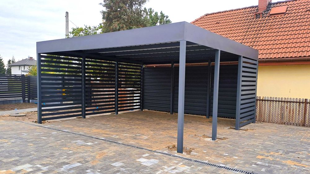 Wiata garażowa 6x6 m, carport - wiata samochodowa dwustanowiskowa