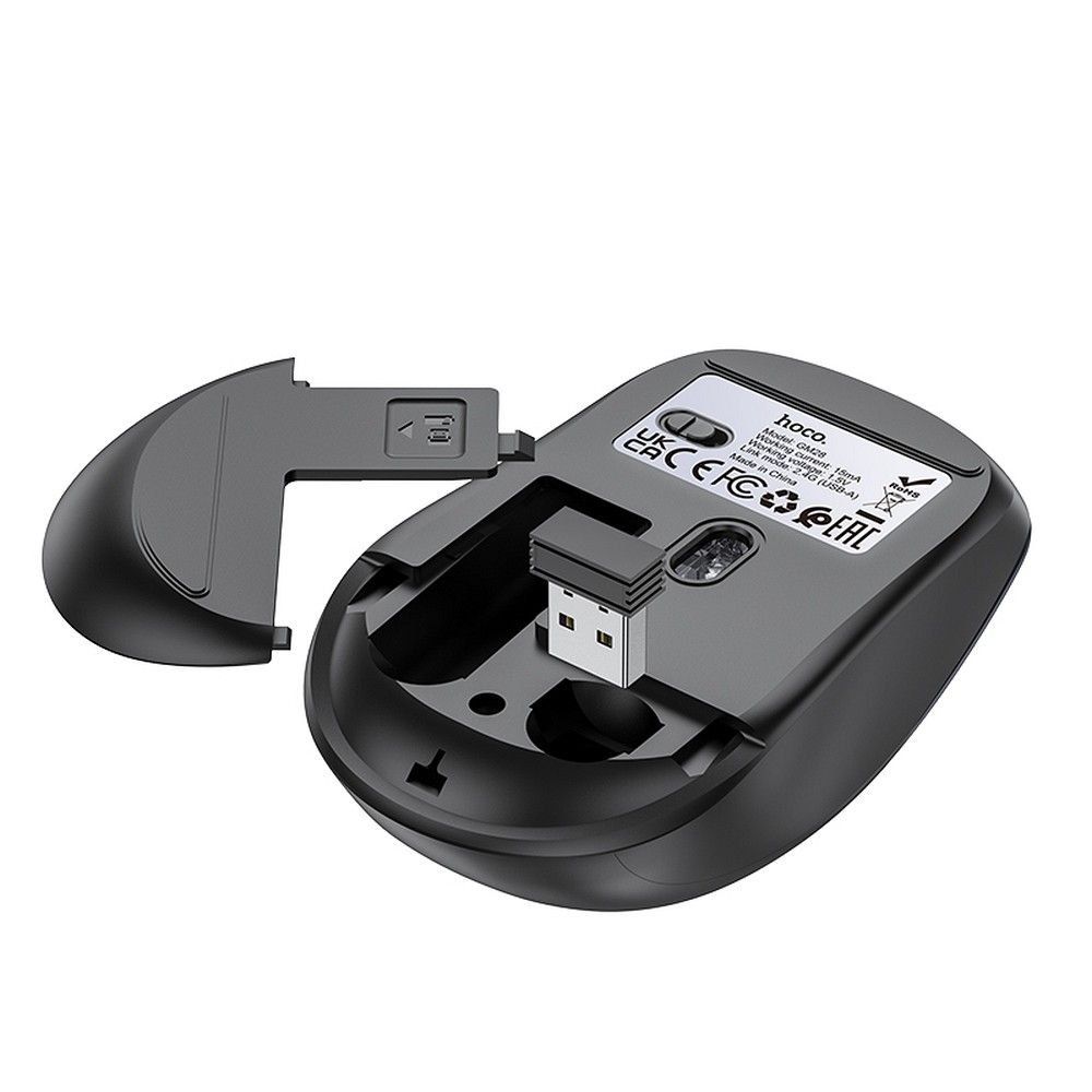 HOCO mysz komputerowa bezprzewodowa 2.4G GM28 czarno szara