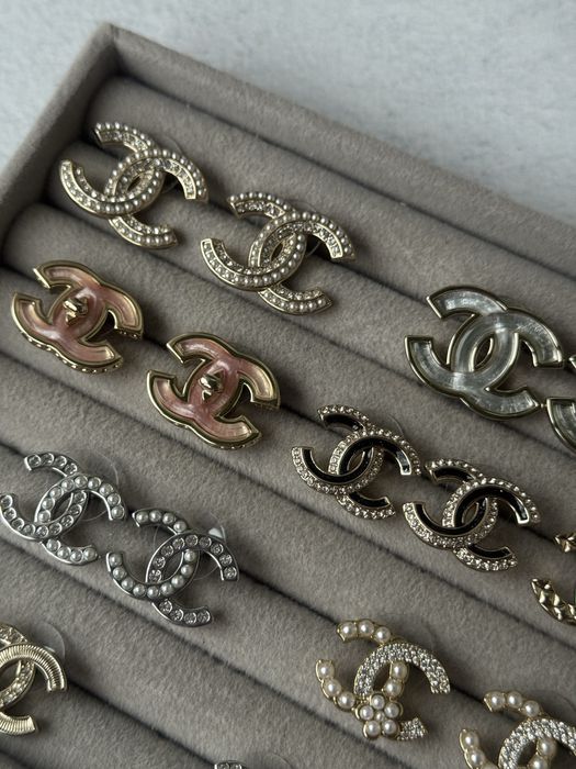 Сережки пусети Шанель, Chanel, стильна якісна біжутерія, нова колекція