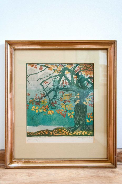 W. BIELECKI 1925 r Sygnowany Drzeworyt Barwny WAWEL BASZTA ZŁODZIEJSKA