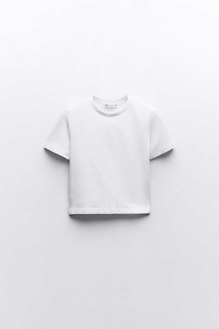 Zara укорочена біла футболка | оригінал | в наявності