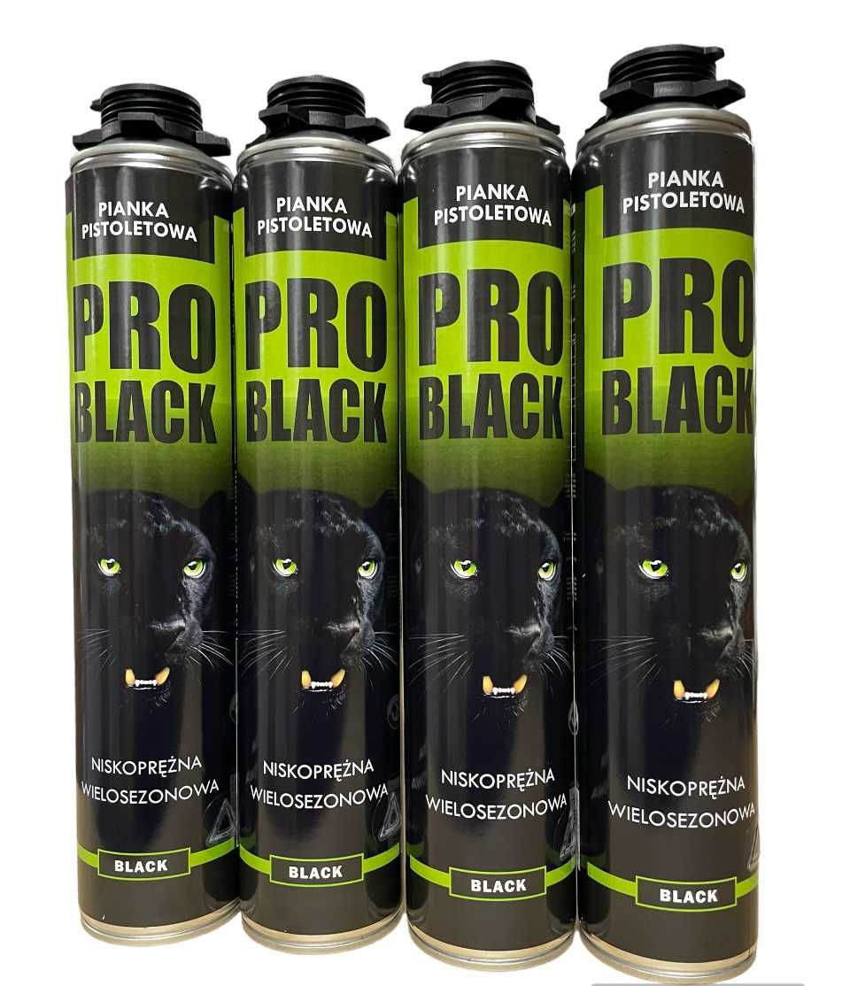 Czarna piana montażowa PRO - BLACK 750ml kolor czarny