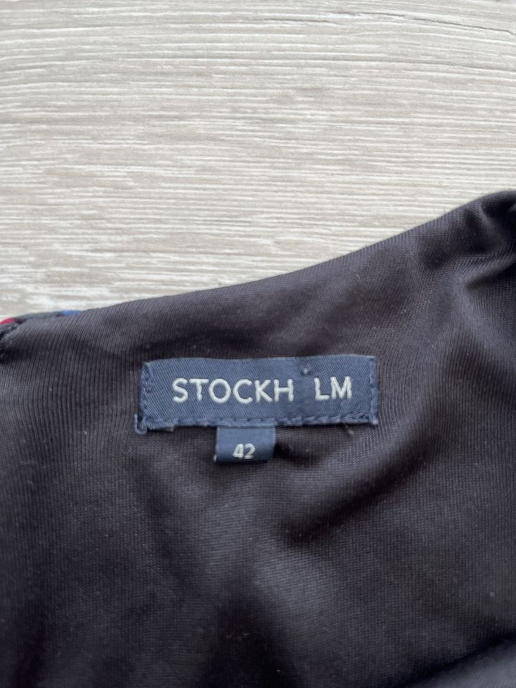 Granatowa sukienka w kwiaty Stockh LM 42