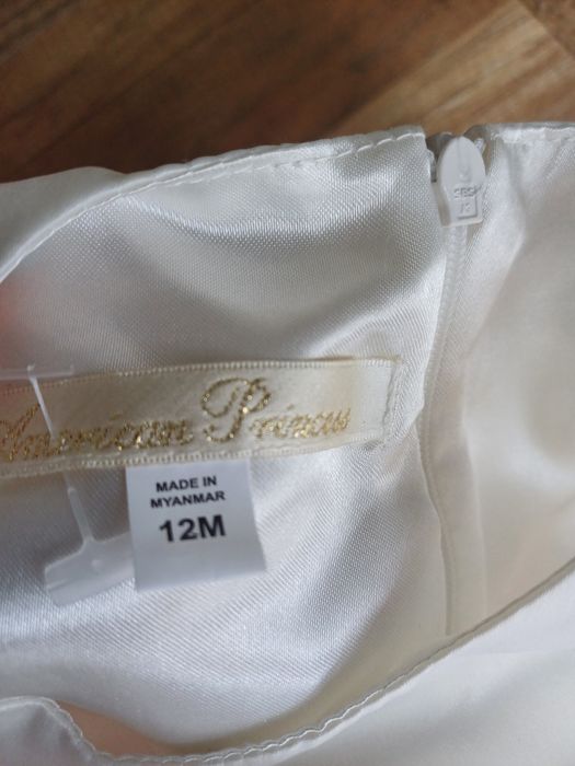 Sukienka chrzest  tiulowa 80 pudrowy róż 12 msc biała princess