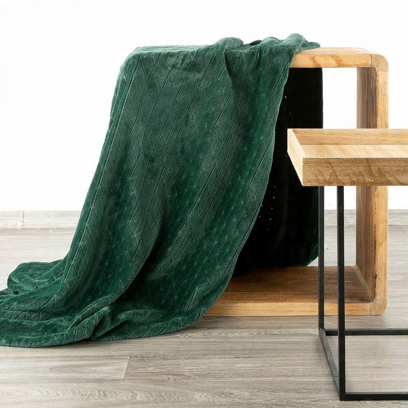 Koc 170x210 Flanelowy kapa pled na łóżko Cindy4 Ciemna Zieleń