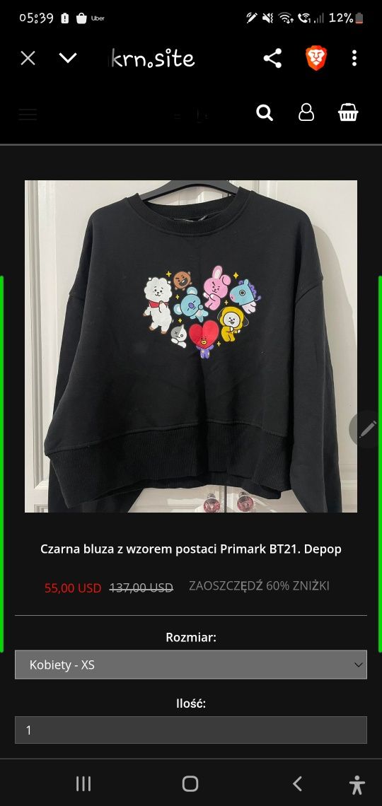 Bluza crop Jumper BT21 damska xs