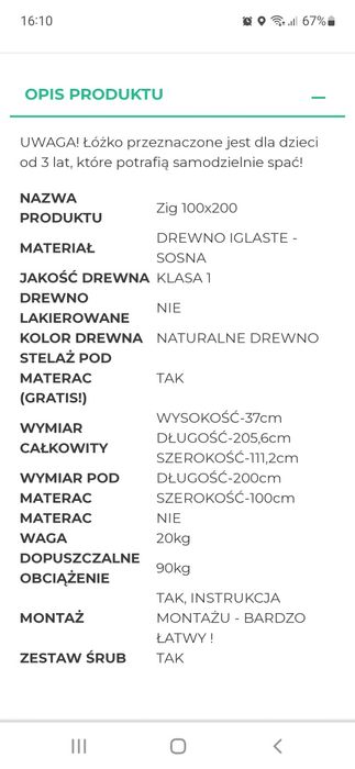 Łóżko Lite drewno Zig