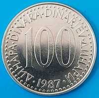 100 Dinares de 1987 da Jugoslávia