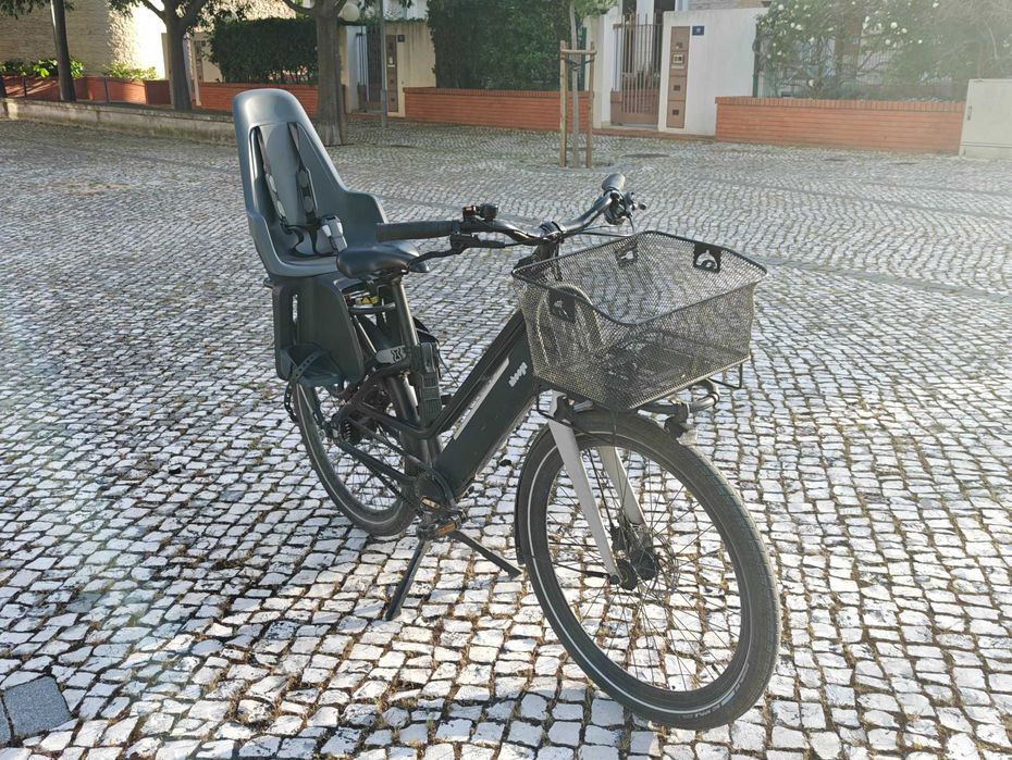 AHOOGA e-Bike Premium – Carbon Belt + Caixa 3V – Com Cadeira Infantil