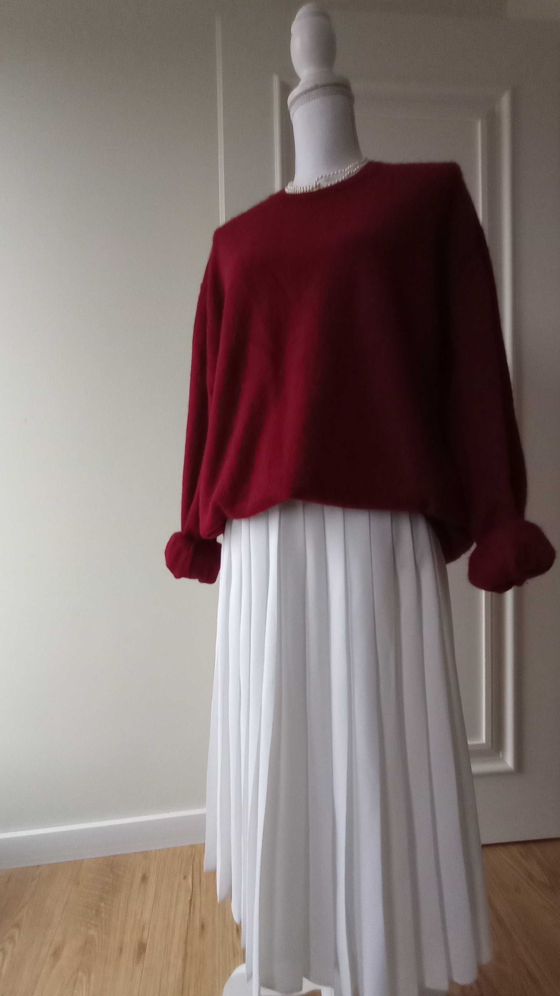 Sweter, 100% kaszmir, kolor burgund, rozmiar L/XL