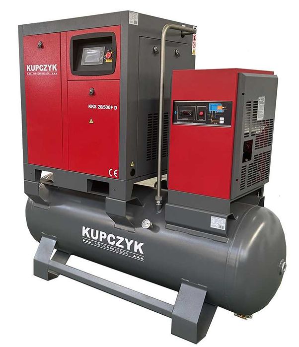 Kompresor śrubowy 2200 l/min 15 KW Falownik Osuszacz Filtry Kupczyk