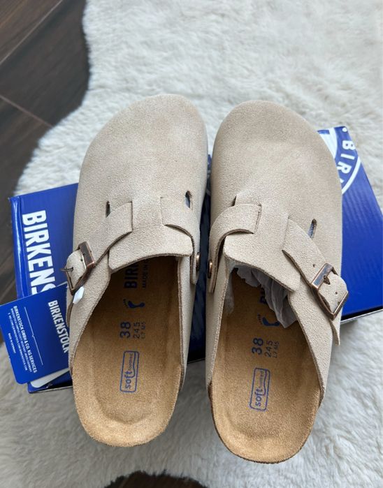Birkenstock boston klapki chodaki skorzane zamszowe ze skory 38 24cm
