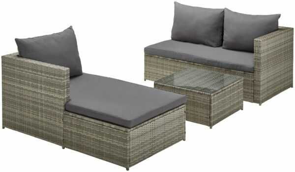 Meble ogrodowe FENIKS  sofa narożna z poduszkami + stolik KONIFERA