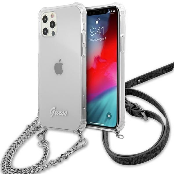 Guess Etui iPhone 12/12 Pro 6,1" Transparent 4G Silver Chain