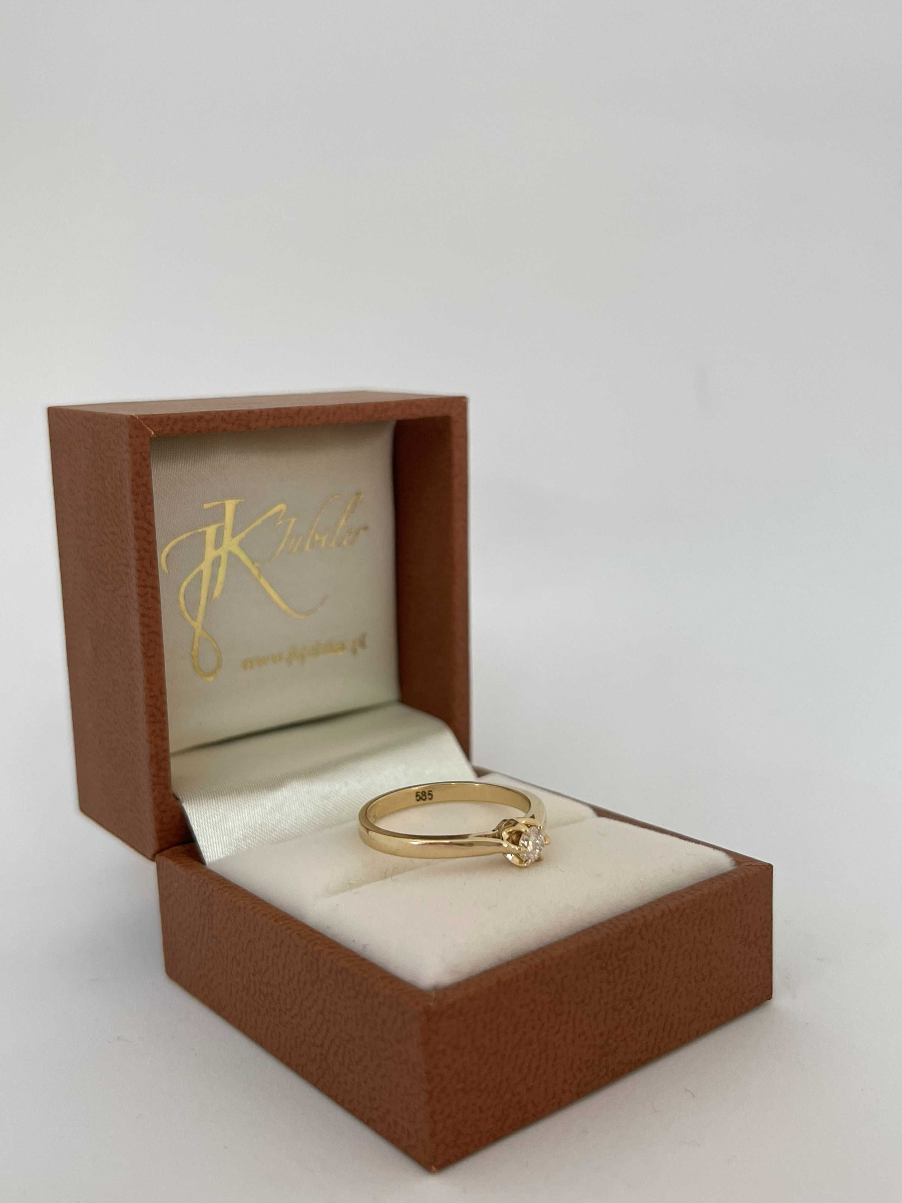 Złoty pierścionek z brylantem w próbie złota 585 - 14K