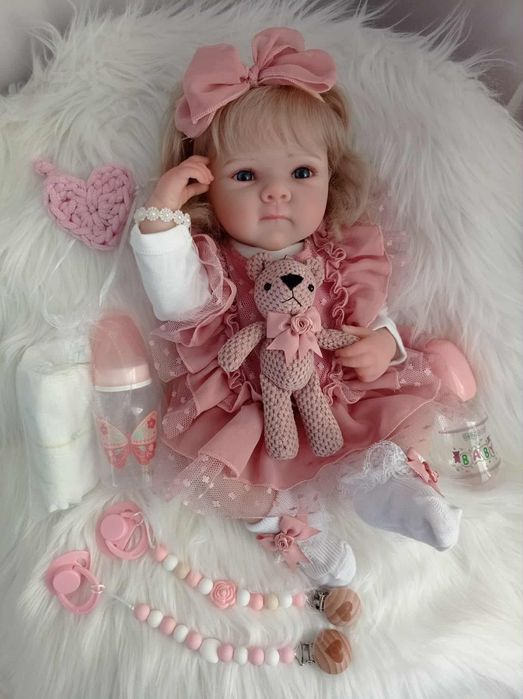 Lalka w typie reborn z wyprawką prezent lala cała winylowa blondynka