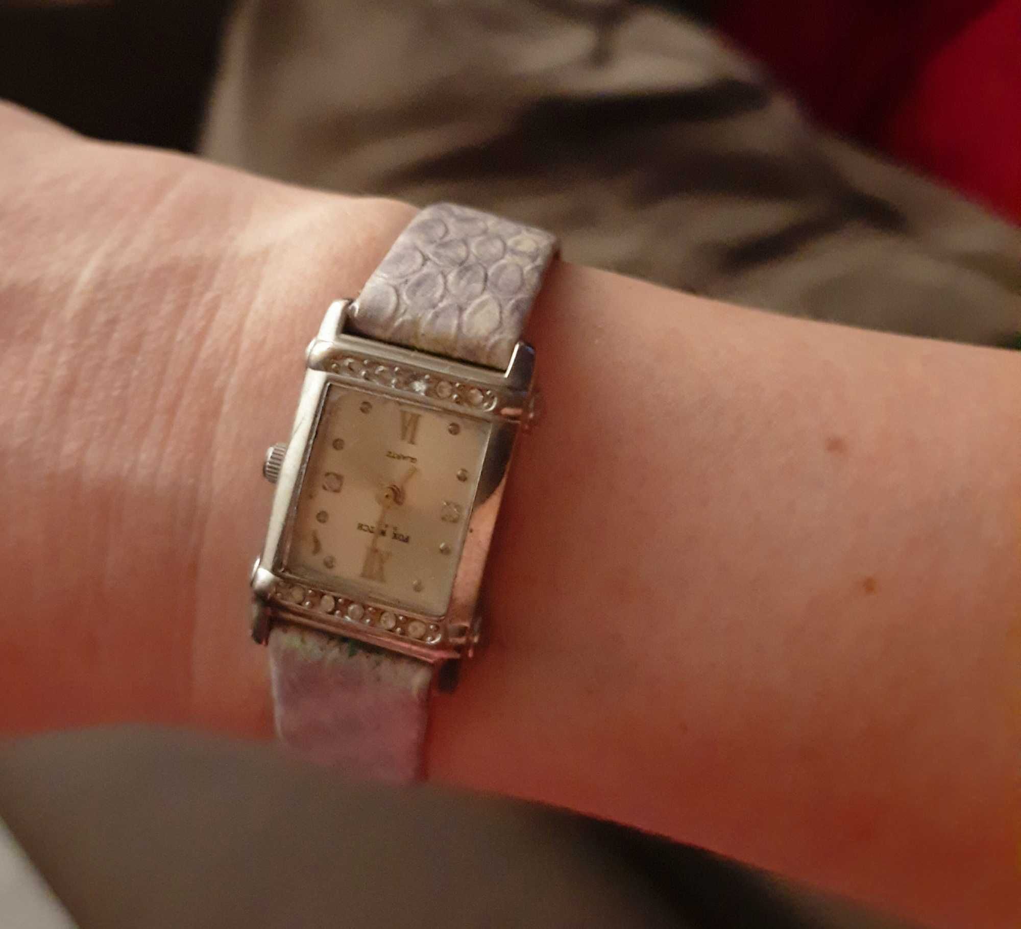 Bransoletka zegarek fox watch srebrny stal cyrkonie qwartz damski