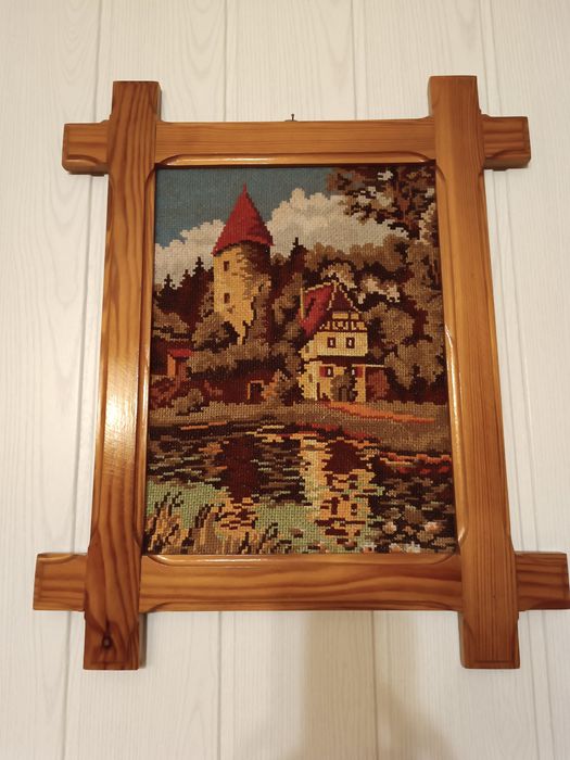 Obraz z widokiem ręcznie haftowanym