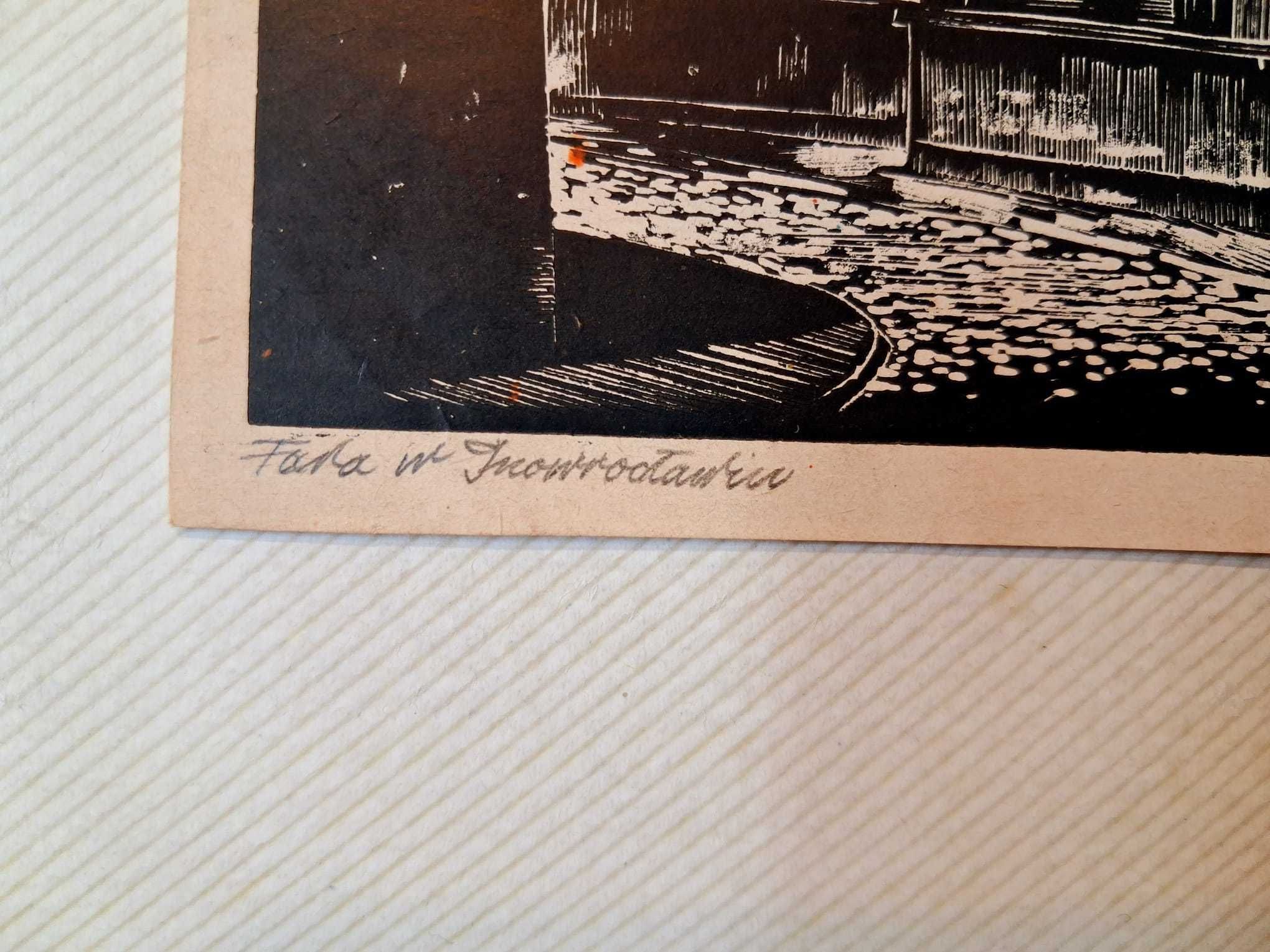 UNIKAT oryginał sygnowana grafika HENRYK CZAMAN 1907 FARA INOWROCŁAW