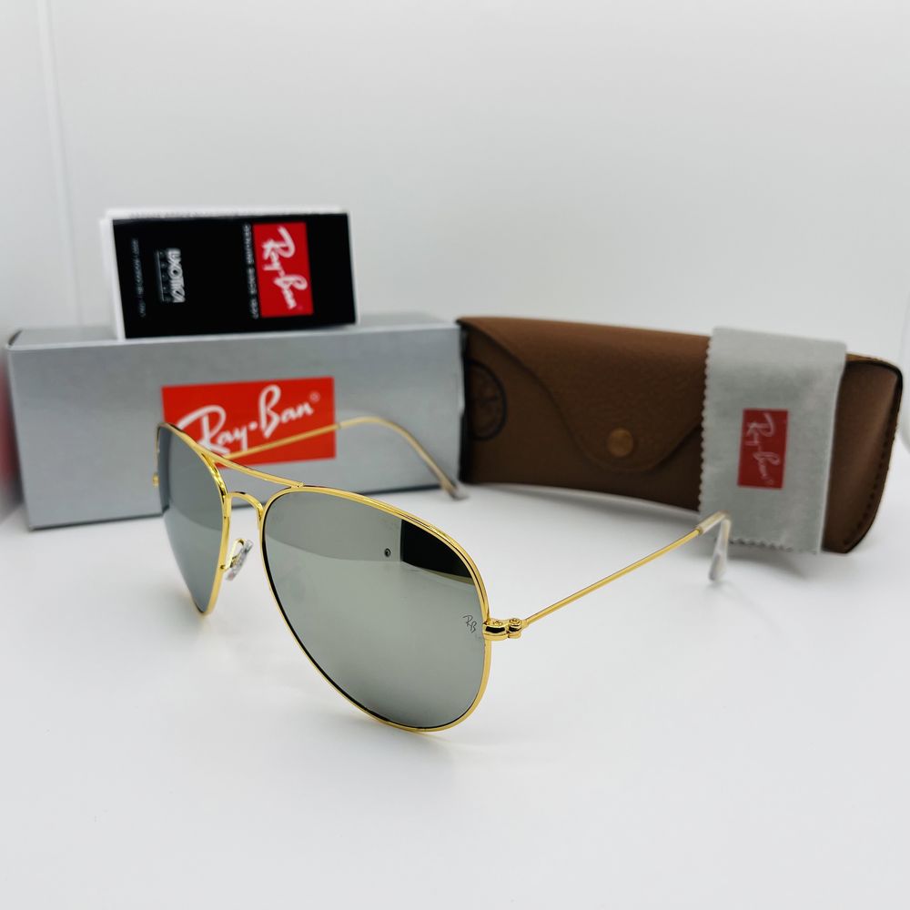 Солнцезащитные очки Ray Ban Aviator 3026 Gold-Mirrored 62мм стекло