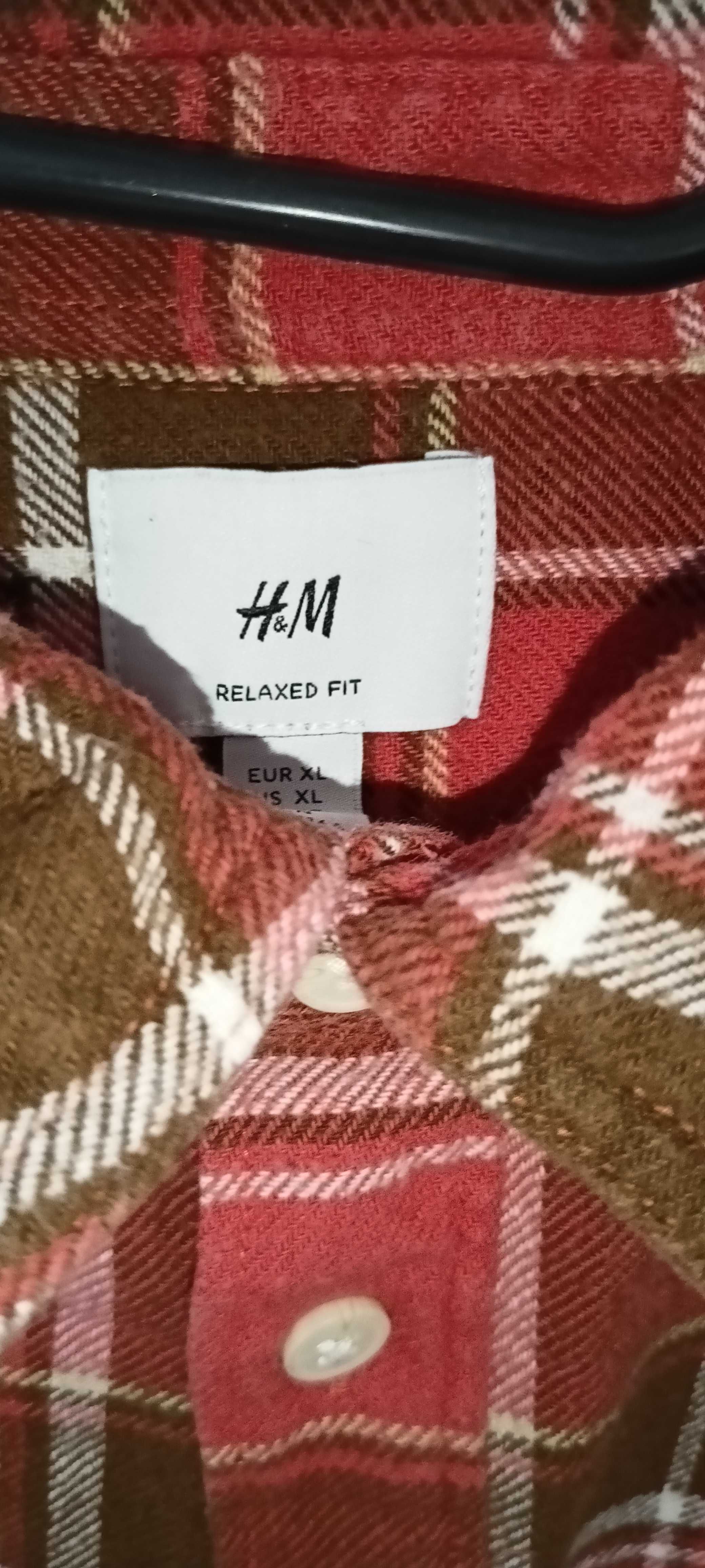 Koszula Flanelowa w kratę H&M 100% Bawełna Relaxed Fit