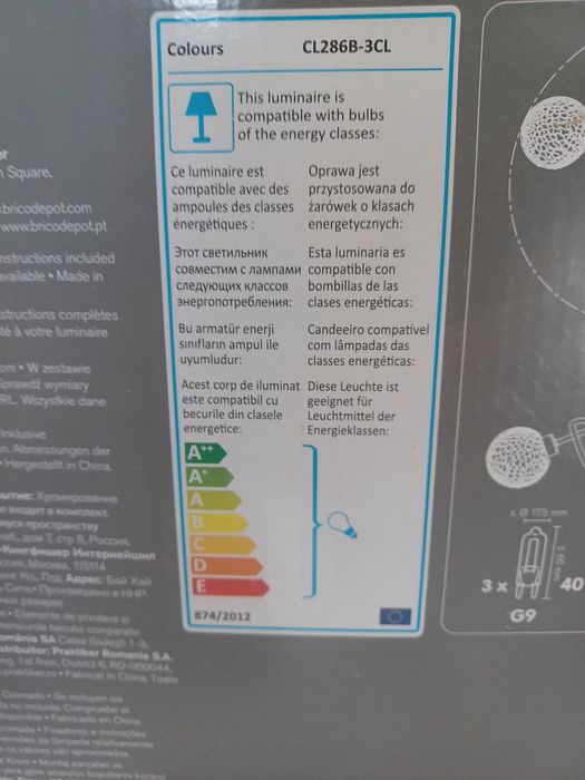 Lampa wisząca colours caelus CL286B-3CL + komplet nowych żarówek